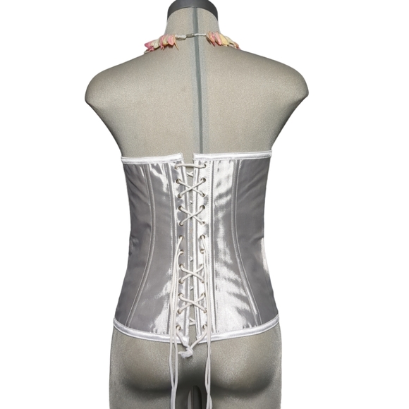 NEW- 2 In 1 Black and White Satin Reverse Corset Size M - Picture 4 of 12